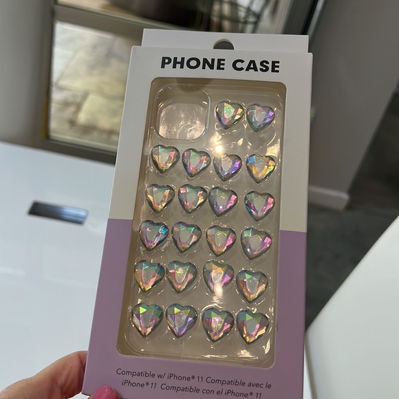 Compatible w/ iPhone 11 SHINY CLEAR / RAINBOW HEART METALLIC PHONE CASE! π€ π€ - Picture 12 of 15